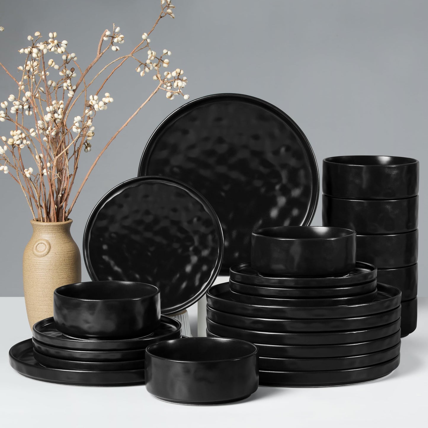 HaWare Dinnerware Sets, 12-Piece Plates and Bowls Set, Stoneware Dish Set for 4, Ceramic Dinnerware for Home Restaurant, Chip and Scratch Resistant, Microwave and Dishwasher Safe, Speckled White