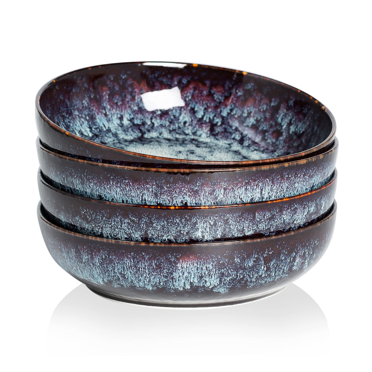 30oz Ceramic bowls set of 4-8" serving bowls for Kitchen,Pasta,Salad-Dishwasher & Microwave Safe Perfect for Housewarming, Thanksgiving, Christmas-Caramel Brown