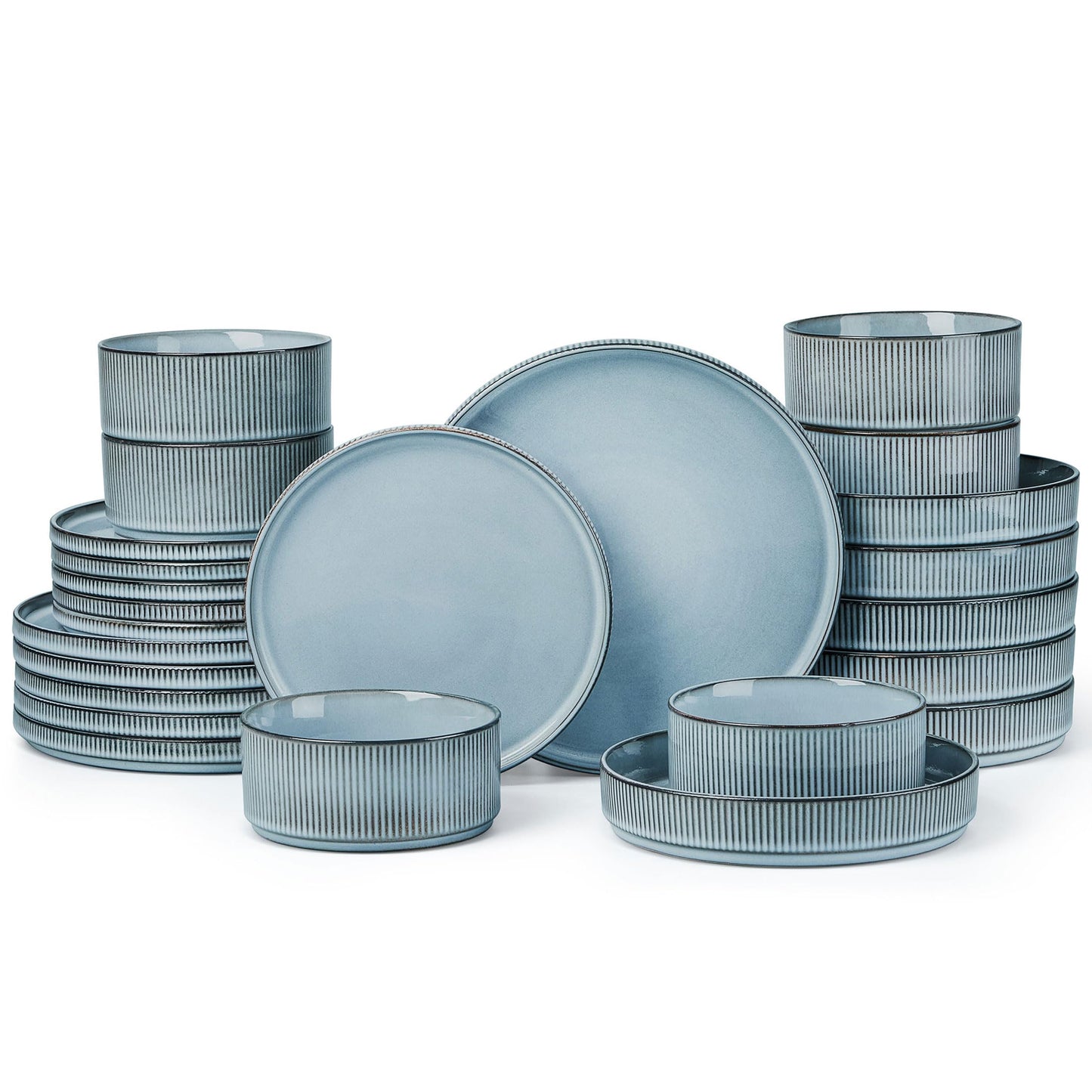 LIANYU 12 Piece Porcelain Dinnerware Sets for 4, Ceramic Durable Plates and Bowls, Chip and Scratch Resistant Dishware Dishes Set, Dishwasher & Microwave Safe Stoneware Set, Black Onyx