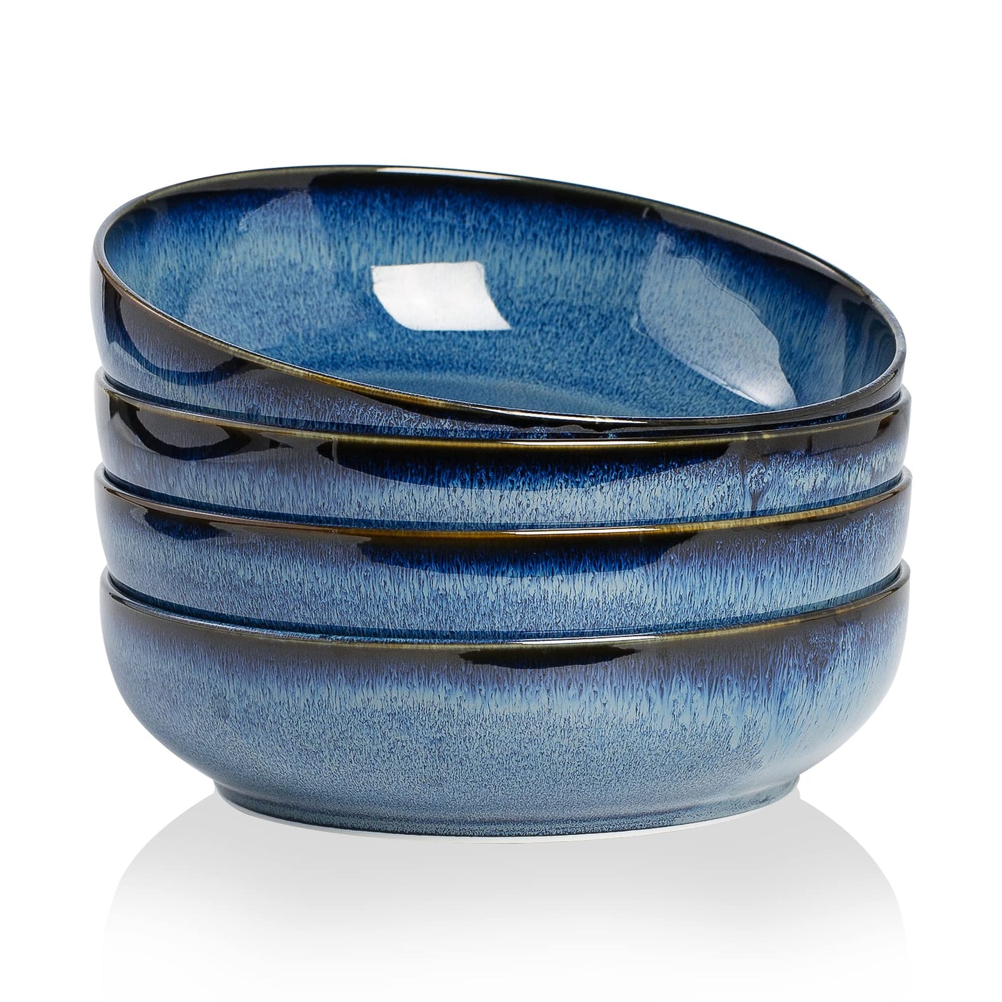 30oz Ceramic bowls set of 4-8" serving bowls for Kitchen,Pasta,Salad-Dishwasher & Microwave Safe Perfect for Housewarming, Thanksgiving, Christmas-Caramel Brown