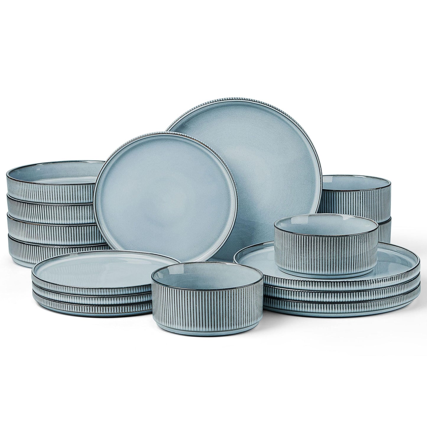 LIANYU 12 Piece Porcelain Dinnerware Sets for 4, Ceramic Durable Plates and Bowls, Chip and Scratch Resistant Dishware Dishes Set, Dishwasher & Microwave Safe Stoneware Set, Black Onyx