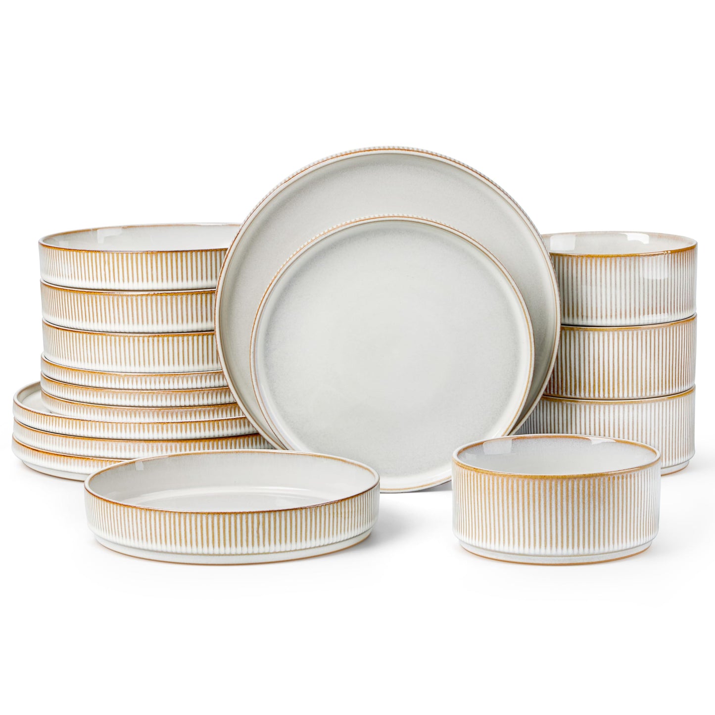 LIANYU 12 Piece Porcelain Dinnerware Sets for 4, Ceramic Durable Plates and Bowls, Chip and Scratch Resistant Dishware Dishes Set, Dishwasher & Microwave Safe Stoneware Set, Black Onyx