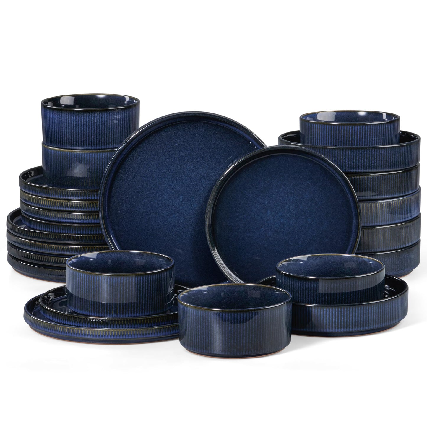 LIANYU 12 Piece Porcelain Dinnerware Sets for 4, Ceramic Durable Plates and Bowls, Chip and Scratch Resistant Dishware Dishes Set, Dishwasher & Microwave Safe Stoneware Set, Black Onyx