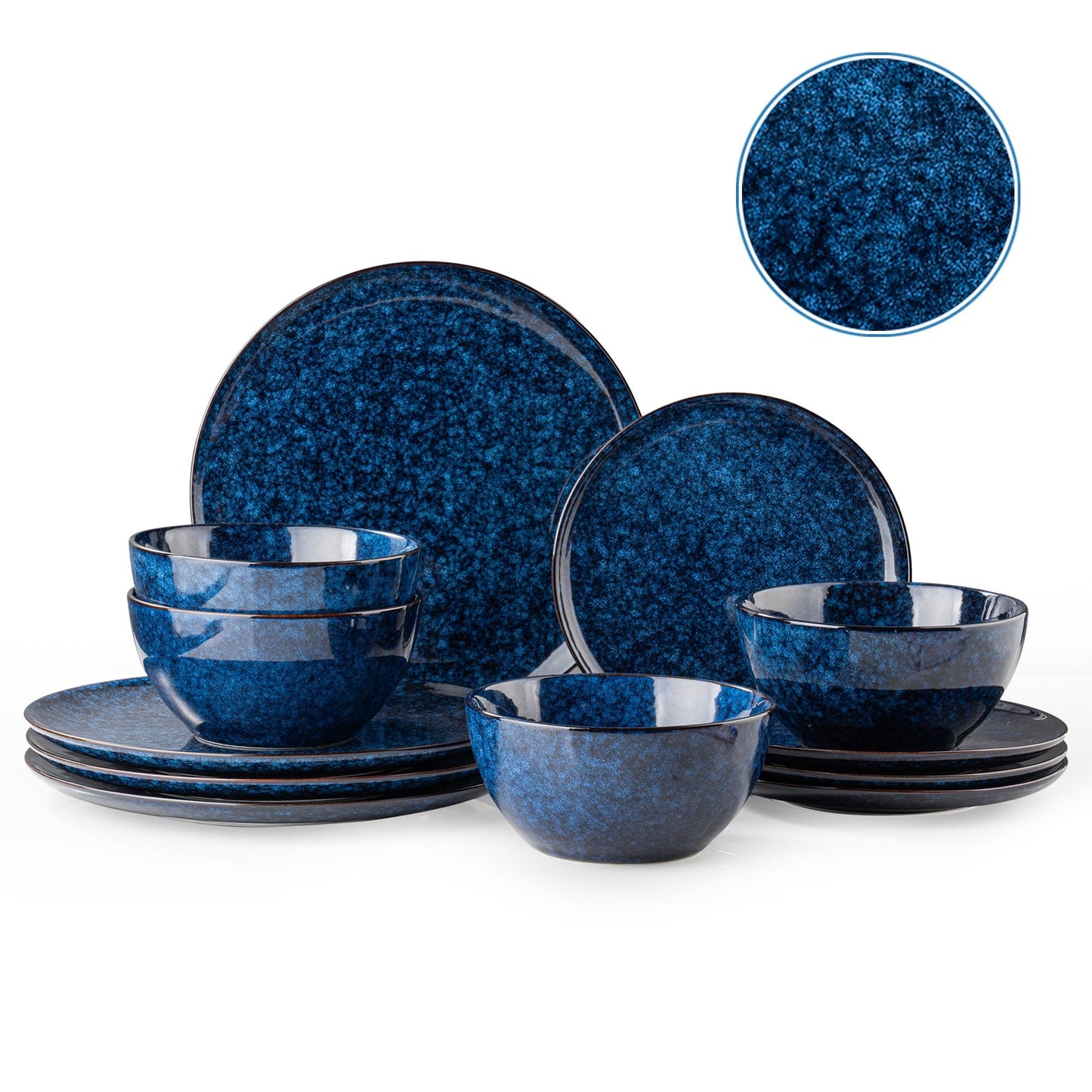 Dafuceramic Plates and Bowls Sets, 12 Pieces Modern Stoneware Dinnerware Set for 4 Kitchen Dinner Set Ceramic Dishware Dishes Set Microwave and Dishwasher Safe (White)